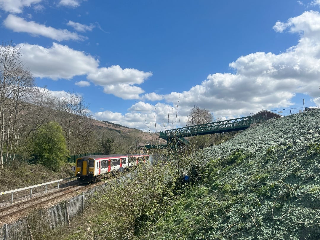 Hydroseeding rail embankment in Pentre